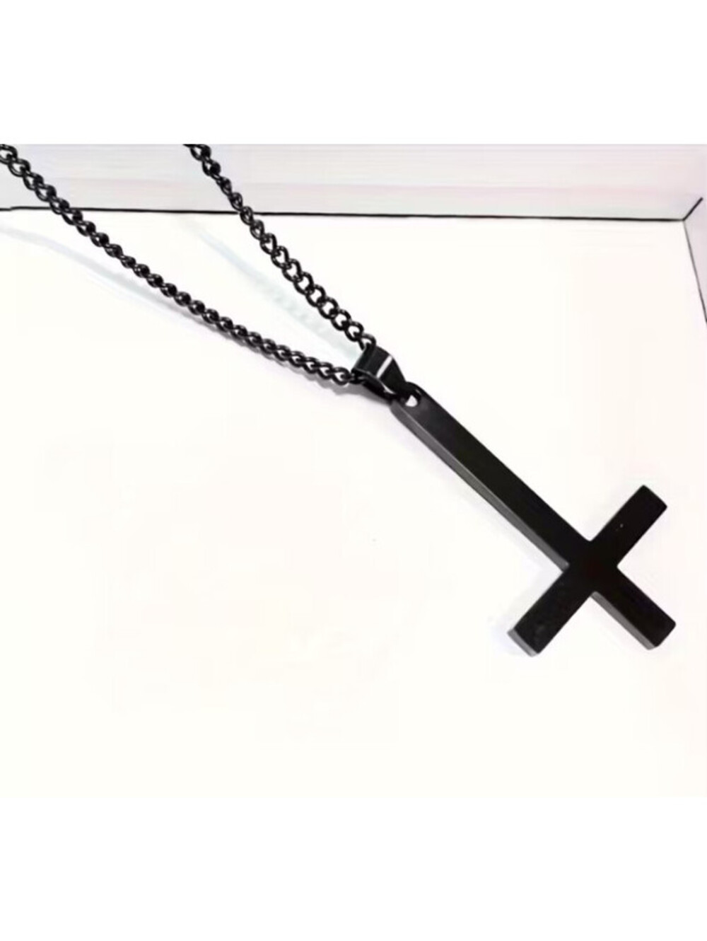 BLACK INVERTED CROSS PENDANT NECKLACE satan, black metal, death metal, occult